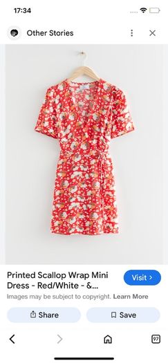 dress mini & Other Stories Printed Scallop Wrap Mini Dress Women's Red Floral size 10