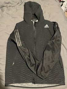 adidas Mens Run Jacket Hooded Full Zip All Weather Running Coat Top Adidas Sportswear Mens Full Zip Hoodie Black Top jacket size xl