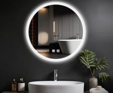 Round Bathroom Mirror with LED Lights, 60x60cm