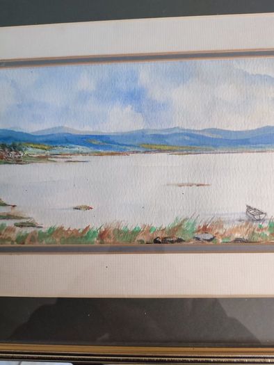 Signed watercooler framed picture seascape of west of ireland.