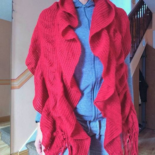 Red Ruched Knitted Scarf 115x40cm RIVER ISLAND