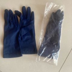 Vintage 70's Ladies Navy Fabric Gloves Brand New