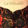 Black vintage full length skirt with orange floral print Image 2