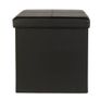 Set of TWO Small Black Faux Leather Stitched Ottomans (Both Brand New Unopened) Image 3