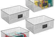 Brand New mDesign Set of 4 Metal Storage Boxes Organiser Box with Label Space for Kitchen, Pantry, etc. Compact and Universal Wire Storage Basket Matte Black