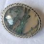 Vintage sterling silver moss agate brooch Image 4