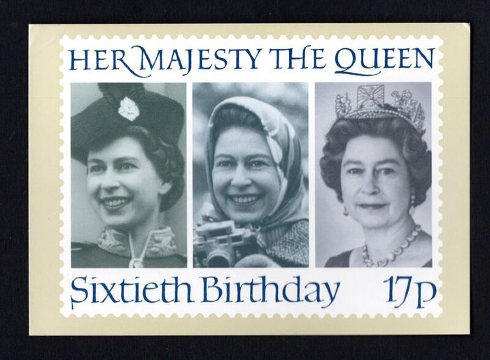 1986 Great Britain The Sixtieth Birthday of Her Majesty The Queen PHQ Postcards used with  Stockholmia 86 Exhibition show with show label cancel