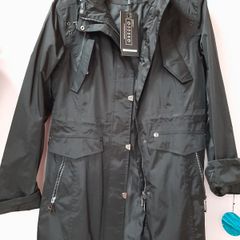new waterproof black coat with hood tags attached