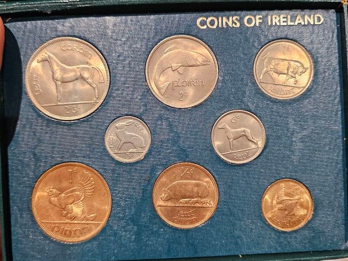 Ireland 1953 1954 1955 Coin Set in Original Holder Stunning Uncirculated Lustrous Coins! Amazing Set!!