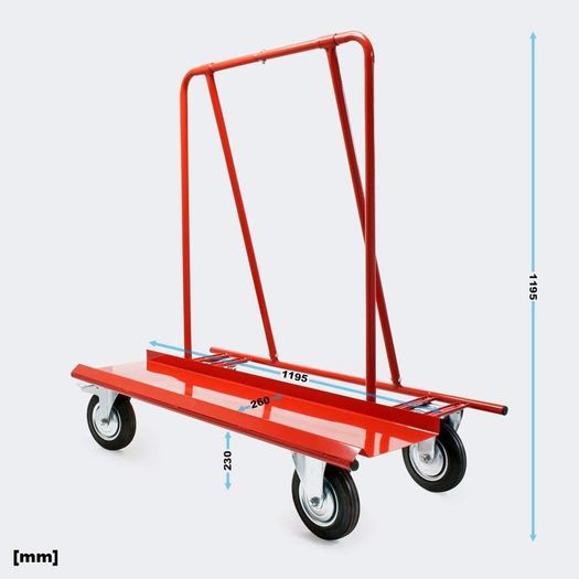Plasterboard Trolley Panel carts up to 800 kg for transporting drywalls, wooden and plasterboard with 4 wheels