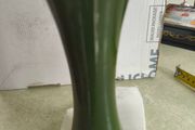 Vintage Green Glazed Heavy Stoneware Art Pottery Vase With Slight Rib 8 Inches