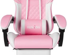Gaming Chair, Ergonomic Computer Chairs with Footrest, Comfy Office Chair with Headrest, Massage Gaming Chair for Adult, Height Adjustable Pc Chair, 360 Swivel