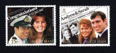 1986 Isle of Man Royal Wedding Prince Andrew & Sarah Ferguson Commemorative Stamps Mint Never Hinged (MNH)