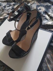 Armani Exchange Black Patent Leather Wedge