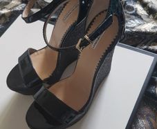 Armani Exchange Black Patent Leather Wedge