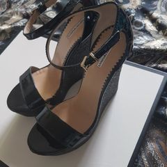 Armani Exchange Black Patent Leather Wedge
