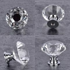 SALE | 25Pcs Crystal Door Knob, 30MM Diamond Drawer Knobs Crystal Door Handles Diamond Pulls for Home Kitchen Office Chest Cabinet Drawer