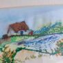 Framed small picture of Cottage , Stitch Patterns - hand coloured Format Needlework Embroidery Crafts. Image 5
