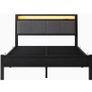 Double Bed Frame, Bed Frame Double with Charging Station and LED Lights Image 2
