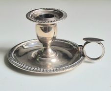 James Scott, Candle Holder, Chamber Stick. Hallmarked 1818. Sterling silver.