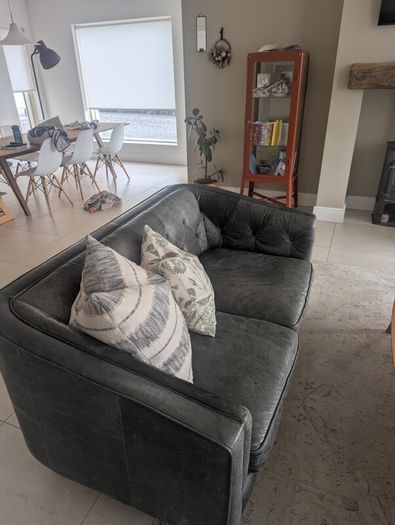 2 seater & 3/4 seater leather couch sofa
