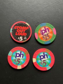 4x Authentic Las Vegas Casino Chips - Planet Hollywood - Inc Rare Stomp Out Loud 5