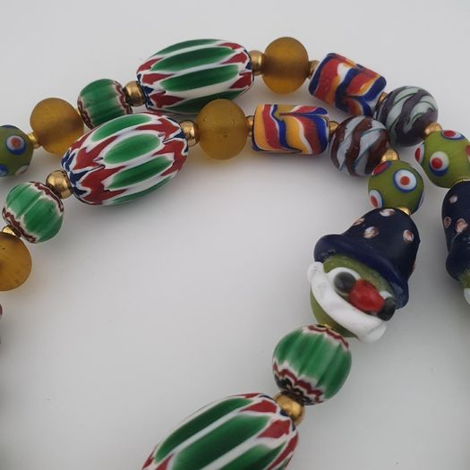 Vintage Venetian African Style Mix Glass Beads Necklace