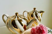 Vintage Sadler England Art Deco Real Gold Gilt Tea and Coffee Pot Set