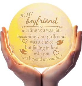 Valentines Day Boyfriend Gifts-Engraved Moon Lamp Gifts for Boyfriends 3D Printing Touch Control with Solid Wood Scaffold Boyfriend Birthday gifts Anniversary Wedding for Boyfriend MULTIPLE STYLES AVAILABLE, SEE PHOTOS (FREE POSTAGE)
