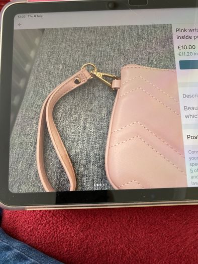 New pink purse wristlet strap with pocket for cards