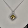 Sterling Silver Yellow Canary Cubic Zirconia Cushion Cut Pendant Necklace 7.12g Image 2