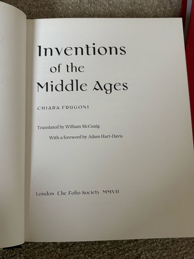 Folio Society edition of Inventions of the Middle Ages by Chiara Frugoni