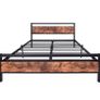 King Size Bed Frame with Wood Headboard,Heavy Duty Metal Platform Image 2