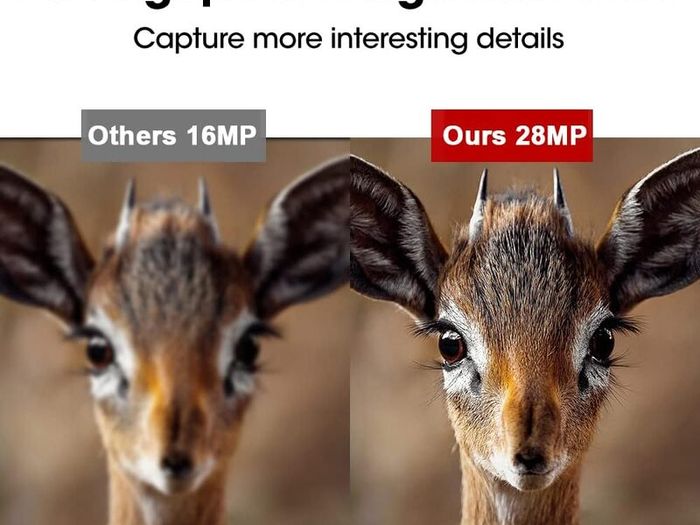 28MP 1520P/2.7K HD Wildlife Camera No Glow 940nm IR LEDs Trail Camera 0.2s Trigger Speed Game Camera Night Vision up to 65ft/20m and IP66 Waterproof Hunting Camera with 32G SD Card
