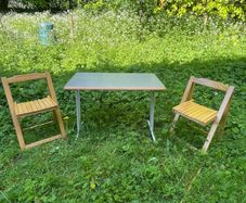 Wooden folding table and chairs