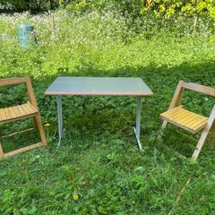 Wooden folding table and chairs
