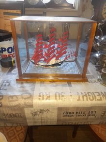 Large Old Ship in a large Glass Case Lovely Display