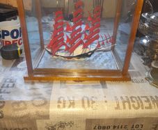 Large Old Ship in a large Glass Case Lovely Display