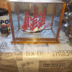 Large Old Ship in a large Glass Case Lovely Display
