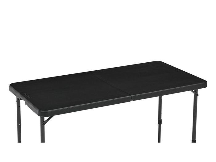 Basics 4-Foot Folding Table with Adjustable Height, Lightweight Portable Folding Tables for Indoor & Outdoor, Auto-Locking Legs, Carrying Handle, 121.4 x 60.7 x 86.1 cm, Black