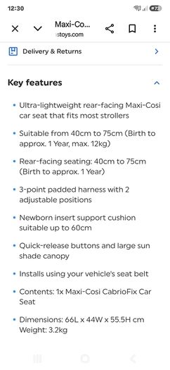 Maxi cosi baby car seat