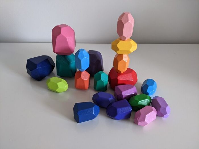 Wooden stacking rocks