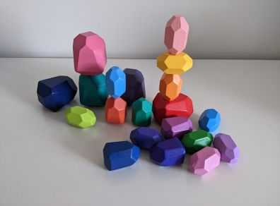 Wooden stacking rocks