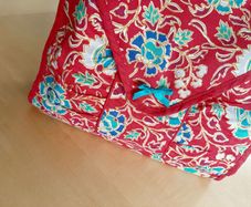 Red floral toiletry bag