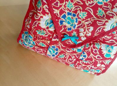 Red floral toiletry bag
