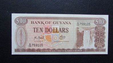 Guyana 1992.10 Dollars Uncirculated Banknote.