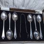 Antique Solid Silver Cased Tea Spoon Set Birmingham 1927 Image 3
