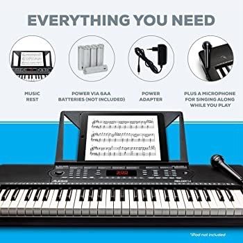 54 Key Keyboard Piano with Speakers, Microphone, 300 Sounds, 300 Rhythms, 40 Demo Songs, Educational Tools and Music Rest (FREE SHIPPING)