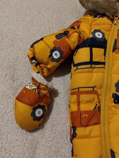 Waterproof Warm Fleece lined hooded SnowSuit & Mitten set