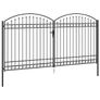 Fence Gate Double Door with Arched Top Steel 400x200 cm Black Image 4